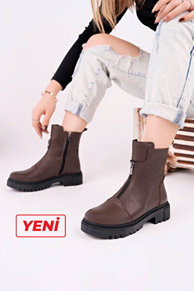 Deripabuc Genuine Leather Brown Women's Leather Boots Dp70-2613