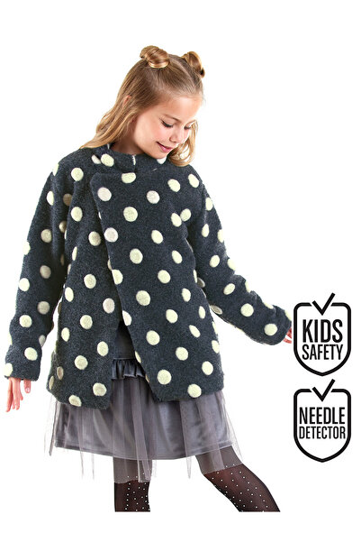 Denokids White Polka Dot Girl's Smoked Coat