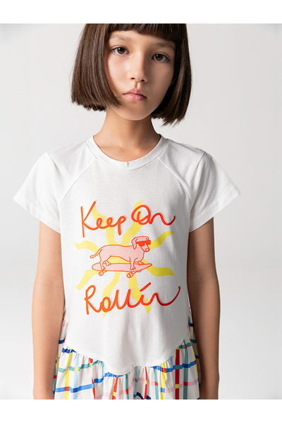 SheShe Κοριτσίστικο φόρεμα από βαμβακερό μπλουζάκι με φούστα