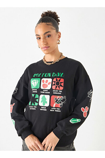 SP Characters Graphic Print Sweatshirt with Long Sleeves