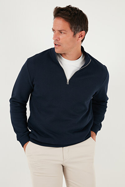 Buratti Ανδρικό πλεκτό φούτερ από βαμβάκι με μισό φερμουάρ και λαιμόκοψη με οπίσθιο λαιμόκοψη SWEAT 5901076