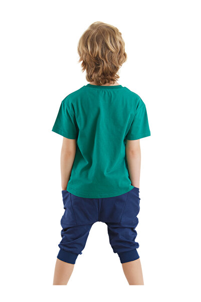 Denokids Set tricou de vară și pantaloni scurți capri cu crocodil amuzant pentru băiat, cu buzunare