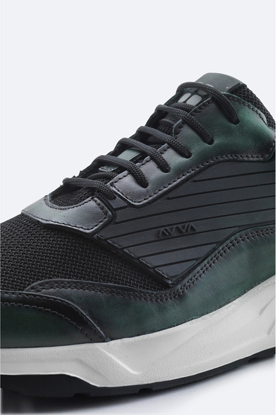 Avva Men's Khaki Leather Detailed Flexible Sole Casual Shoes A32y8018