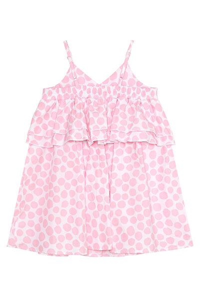 MSHB&G Ροζ πουά φόρεμα με λουράκι για κορίτσια με βολάν