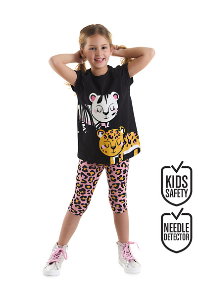 MSHB&G Leopard and Zebra Girl's Summer Tunic T-Shirt Leggings Set