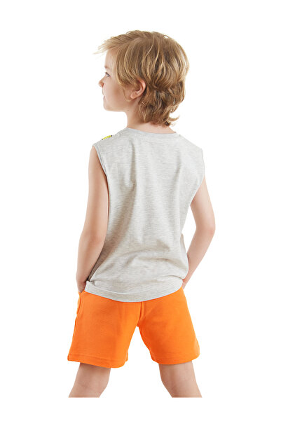 Denokids Boy's Dino Printed Summer Sleeveless T-shirt and Shorts Set