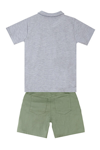 Denokids Boy's Polo Collar Tiger T-shirt and Gabardine Shorts Set
