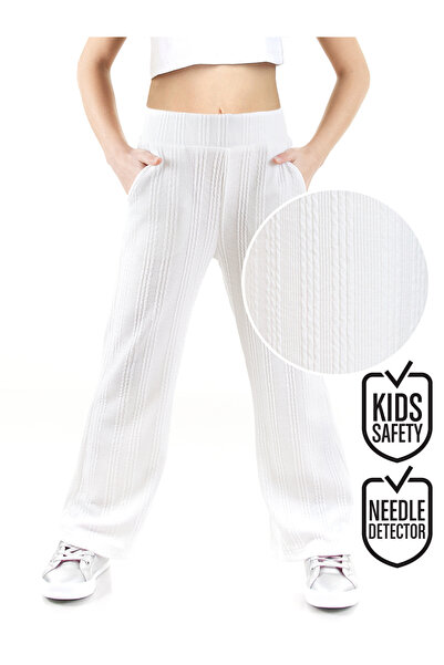 Denokids Girl's Pipe Leg Ecru Basic Sweatpants