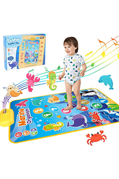VALA Covoras muzical interactiv copii, 17 melodii si sunete, taste numerice, Animale Marine, 80x50cm, mul