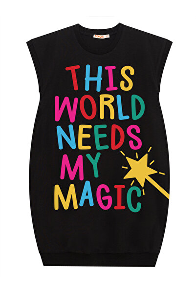 MSHB&G Kouzelné dívčí černé elastické letní šaty se sukní