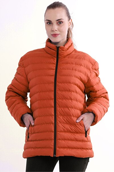 QAWWA Kadın Rüzgar Geçirmez Sıcak Tutan Elyaf Dolgulu Hafif Kiremit Spor Mont