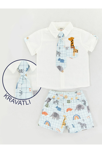 Midimod Baby Boy Festive Tie Shirt Shorts Set of 3