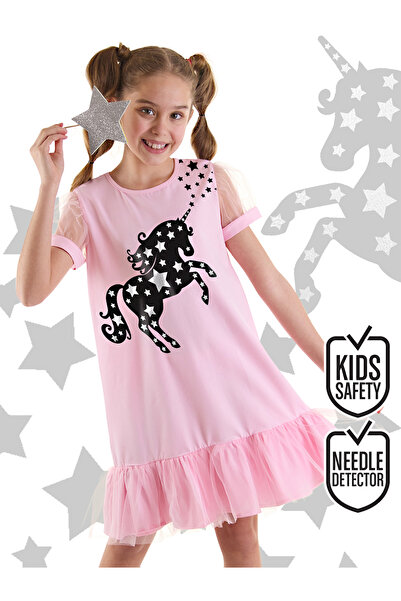 MSHB&G Καλοκαιρινό φόρεμα Starry Unicorn Girl's Pink Tulle Ruffle