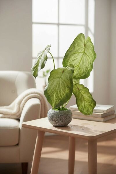 Casco نبتة كالوكايسيا بوعاء انيق 28سم