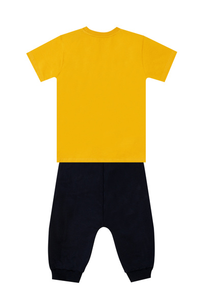 MSHB&G Boy's Lion Yellow Summer T-shirt and Capri Shorts Set with Pocket Detail