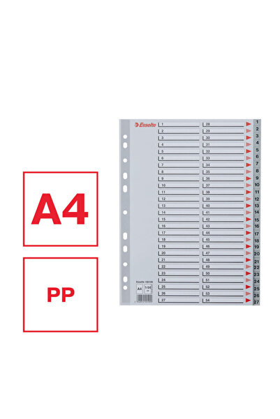 Esselte index, plastic, , A4, 1-54, grey