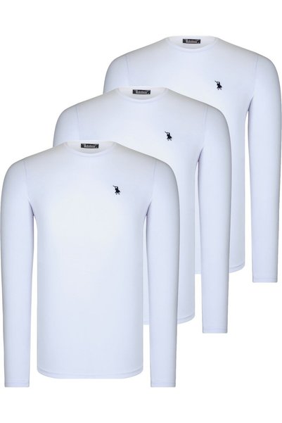 Dewberry Erkek Yuvarlak Yaka Pamuklu Sweatshirt 3'lü Set Beyaz-Beyaz-Beyaz T8588