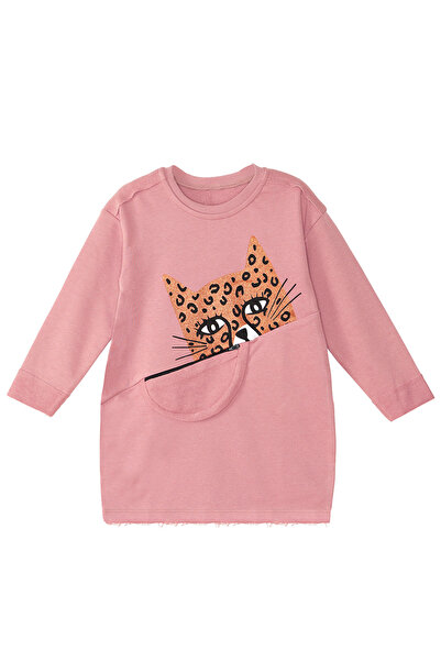 MSHB&G Long Sleeve Pink Leopard Patterned Girl's Dress with Pockets