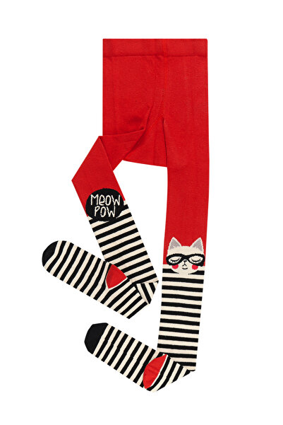 MSHB&G Чорапогащник за момичета на райета Meow Pow