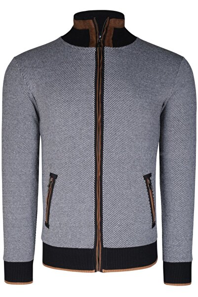 Dewberry 1021 ERKEK SWEATSHIRT-AÇIK DIAGONAL SİYAH