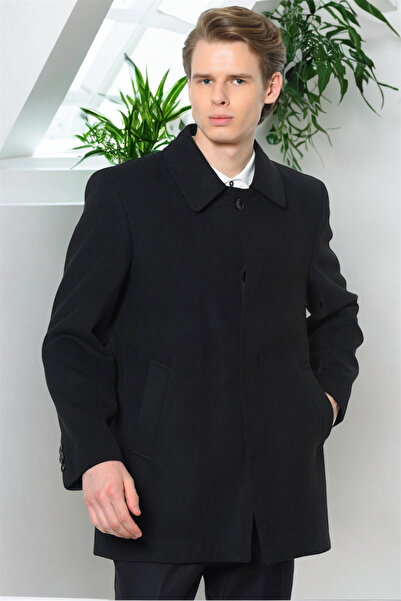 Dewberry PLT8206 DEWBERRY ERKEK PALTO-DÜZ SİYAH