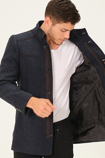 Dewberry PLT8369 PALTO-SİYAH-LACİVERT