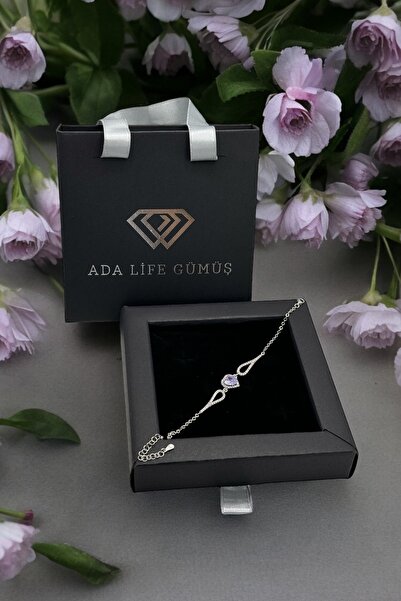 ADA LİFE GÜMÜŞ (ÇANTALI KUTULU)925 Ayar Gümüş Pırlanta Kalp Model Kadın Bileklik