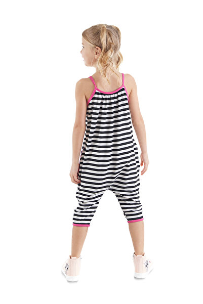 Denokids Dívčí overal s pruhovanou kočkou Love Me