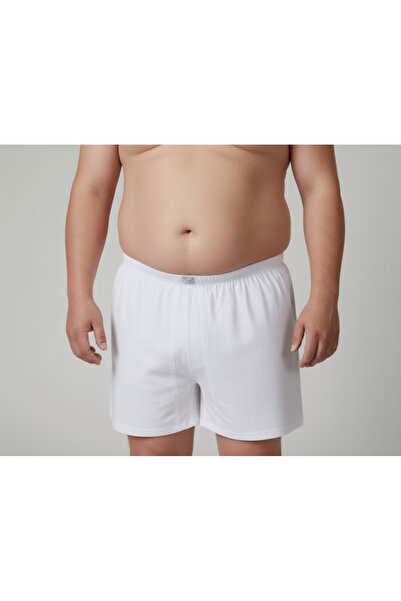 balkonda Battal Büyük Beden Erkek Arjantin Paçalı Külot 6'lı Paket Pamuklu Cotton Beyaz