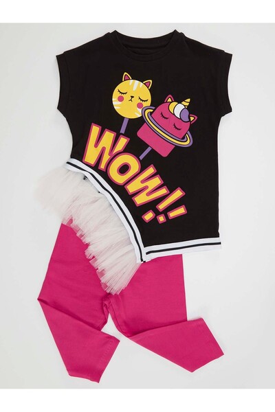 MSHB&G Wow Tulle Girl's T-Shirt Pink Leggings Set