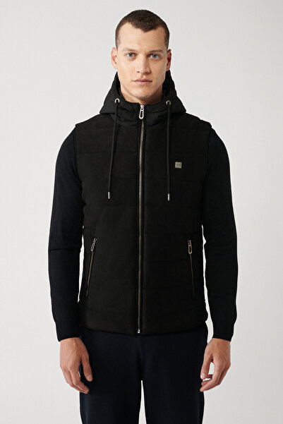 Avva Ανδρικό γιλέκο με μαύρη κουκούλα A32y6511