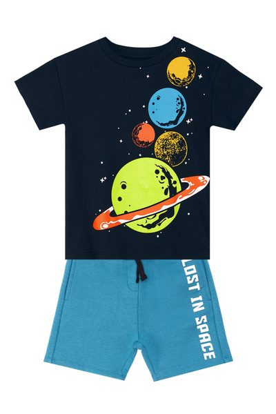 MSHB&G Set de tricou și pantaloni scurți Summer Planets pentru băieți
