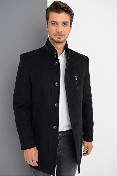 Dewberry PLT8386 ERKEK PALTO-SİYAH