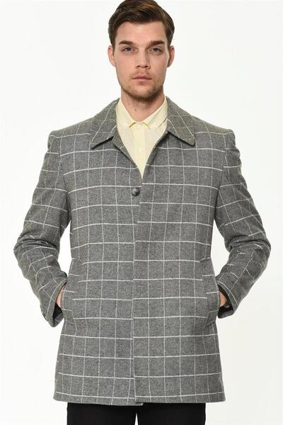 Dewberry PLT8206 DEWBERRY ERKEK PALTO-DÜZ GRİ