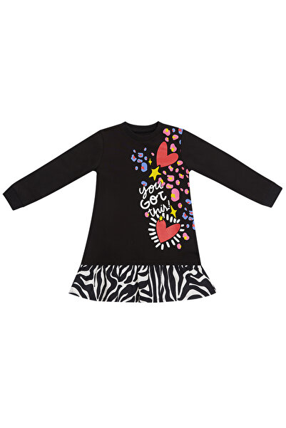 MSHB&G Κοριτσίστικο χειμωνιάτικο φόρεμα μαύρο ζέβρα με στάμπα