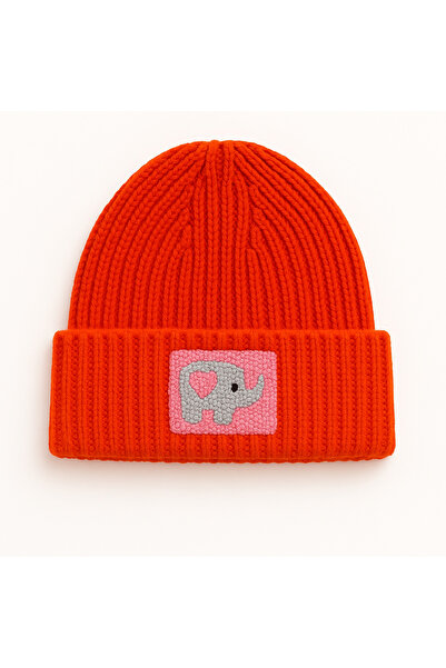 byebruketenci Orange Children's Beret Pink Elephant Punch Patterned Luxury Wo...