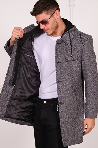 Dewberry PLT8335 ERKEK PALTO-DİAGONAL GRİ