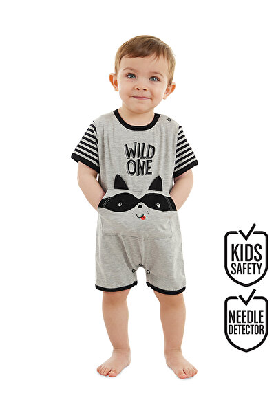 Denokids Raccoon Baby Boy Gray Summer Jumpsuit