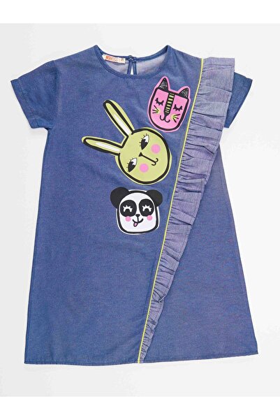 MSHB&G Modré tkané letní dívčí šaty pro tři kamarádky