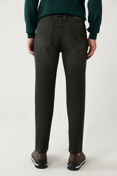 Avva Ανδρικό χακί πλένεται ελαστικό τζιν παντελόνι Berlin A32y3510