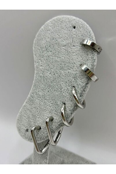 aurora dükkan Steel Silver Colortriangle Earrings