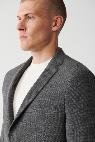 Avva Men's Gray 360 Degree Flexible Double Slit Unlined Jacket A32Y4051