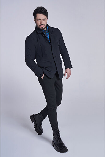 Avva Ανδρικό μαύρο ελαστικό πλαϊνό πλεκτό παντελόνι τσέπης Chino A32y3053