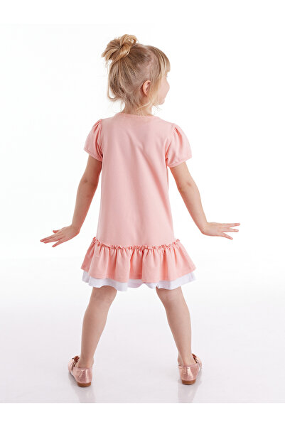 Denokids Καλοκαιρινό χτενισμένο βαμβακερό φόρεμα για κορίτσια ροζ Frilly