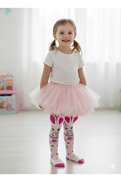 Store Pink Eared 3D Figured Girls' Knee-High Socks