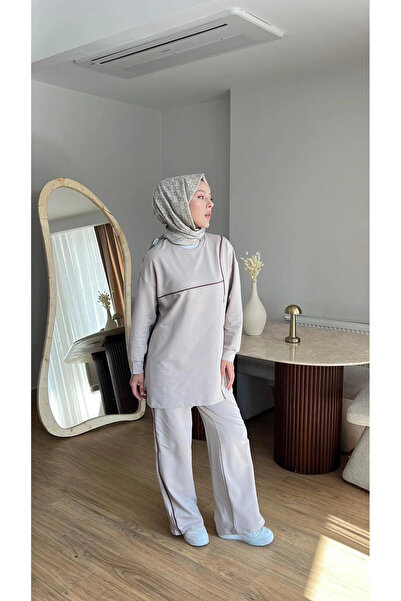 Mihran Butik Olivia Women's Seasonal Combed Cotton Top and Bottom Sports and Comfortable Wear Double Set