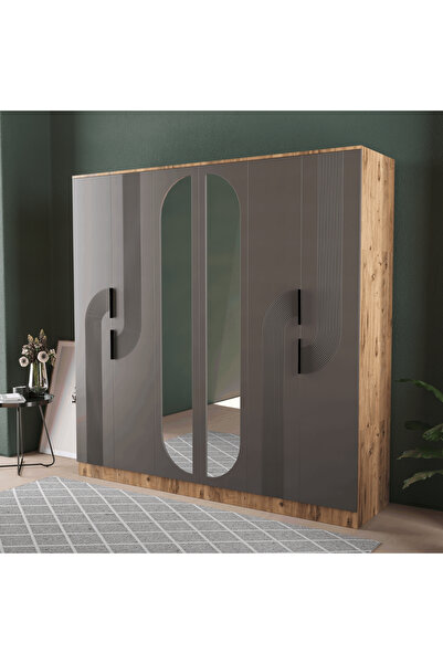 Teen & Bright EKİN 6 KAPAKLI EKO BAZALI GARDIROP - MDF KAPAK