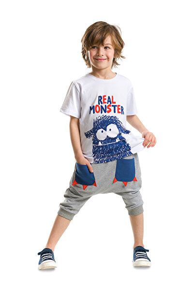 Denokids Set pantaloni scurți capri tricou pentru băieți Monster Pocket