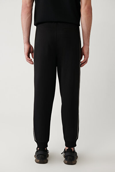 Avva Men's Black Side Pocket Interlock Fabric Sweatpants A32Y3495