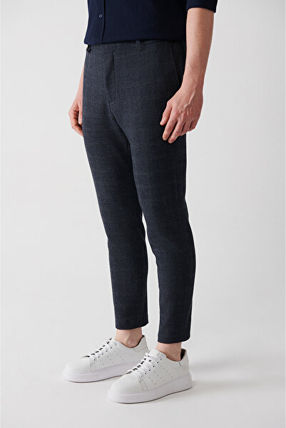 Avva Erkek Lacivert 360 Derece Esnek Yan Beli Lastikli Takım Elbise Pantolonu A32Y3251